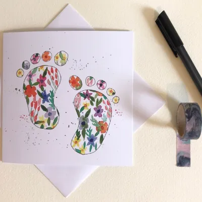 New Baby Feet greetings card flowers flo 1