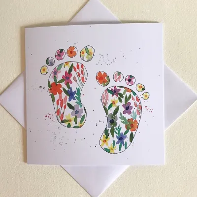 New Baby Feet greetings card flowers flo 2
