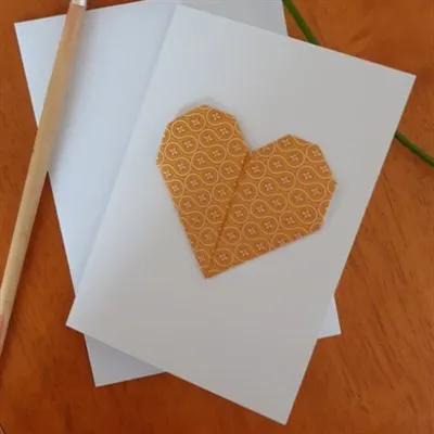Yellow Origami Heart Card