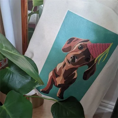 Party Duashound / sausage dog tote bag 4