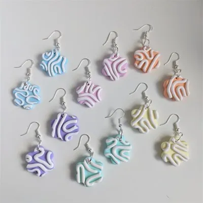 Pastel Squiggle Polymer Clay Earrings