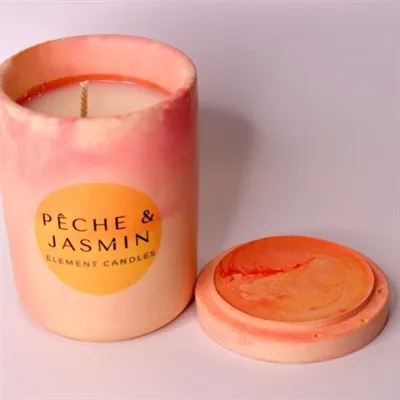 Peche & Jasmin lid off label down