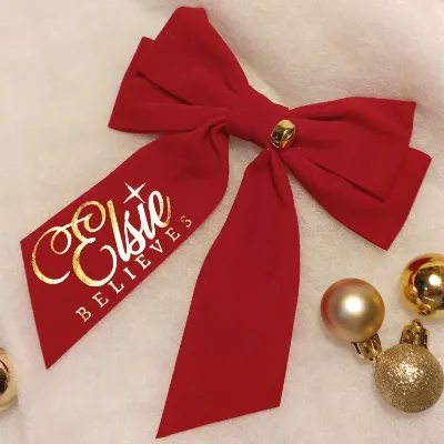 Personalised Believe Bell Red Hair Bow 1