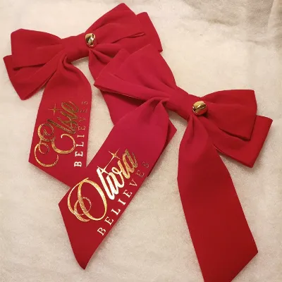Personalised Believe Bell Red Hair Bow 2
