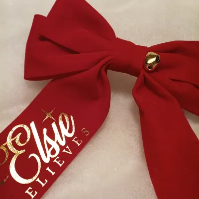 Personalised Believe Bell Red Hair Bow 6