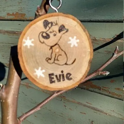 Personalised Doggy Wood Slice Hanging  x 2