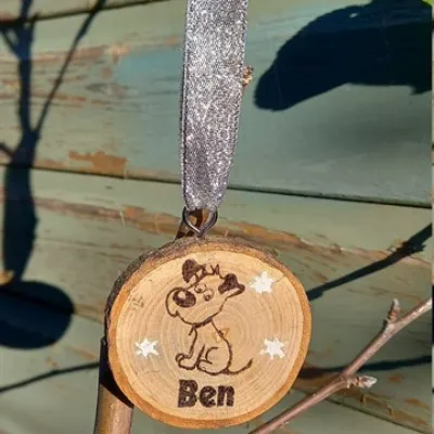 Personalised Doggy Wood Slice Hanging  x 3