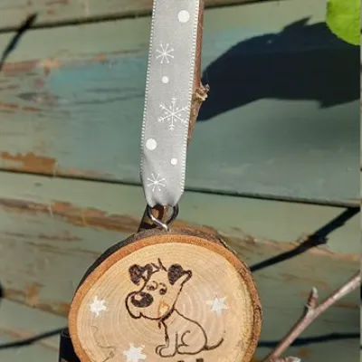 Personalised Doggy Wood Slice Hanging  x 5