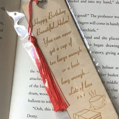 Personalised engraved birthday bookmark. 2