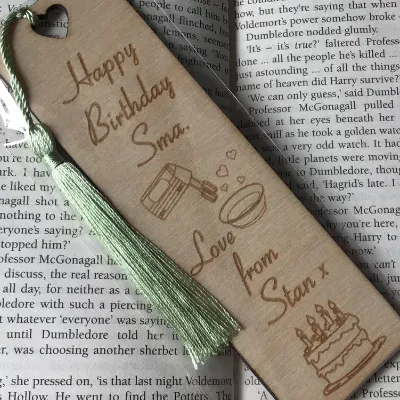 Personalised engraved birthday bookmark. 6