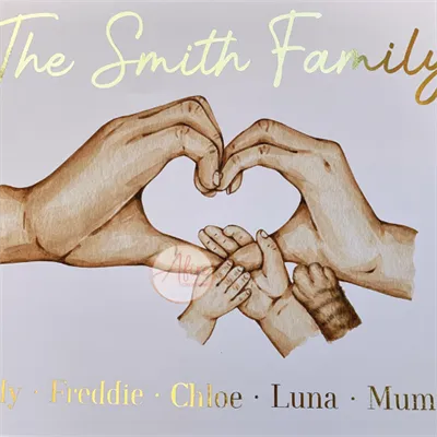 Personalised family hands foil print - photo