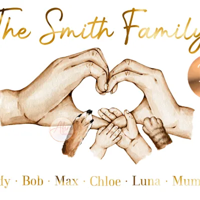 Personalised family hands foil print
