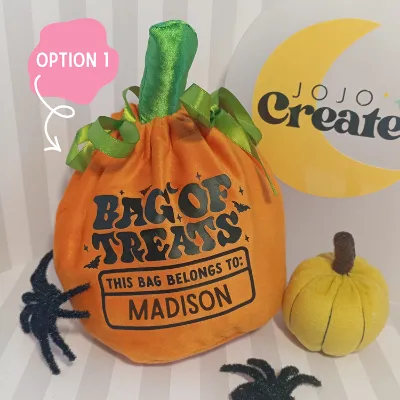 Personalised Pumpkin Orange Velvet Bag 5