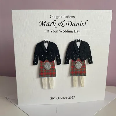 Personalised Scottish Gay Wedding Card 1