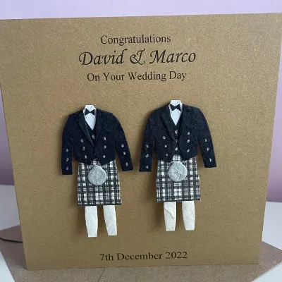 Personalised Scottish Gay Wedding Card 3