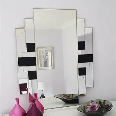 Black Art Deco Stained Glass mirror