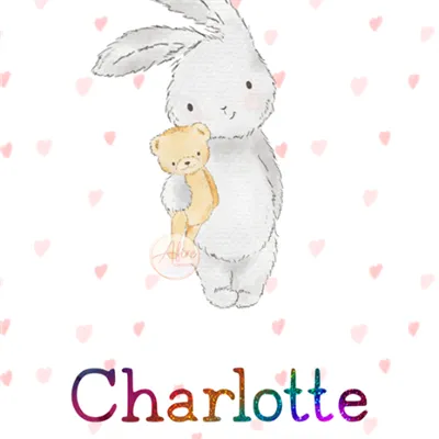 Pink Bunny Personalised Foil Print - Rainbow Sparkle foiled text