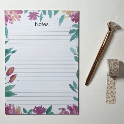 Pink Flowers Notes Notepad Desk pad 3