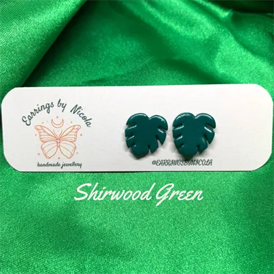 Polymer Clay Monstera Leaf Stud