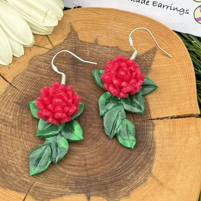 Pretty Camellia Flower Earrings 1