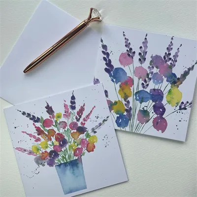 Purple and Yellow Flowers Card Pack