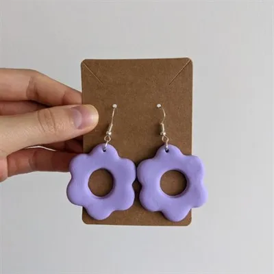 Purple Flower Polymer Clay Earrings