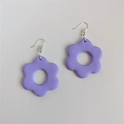 Purple Flower Polymer Clay Earrings