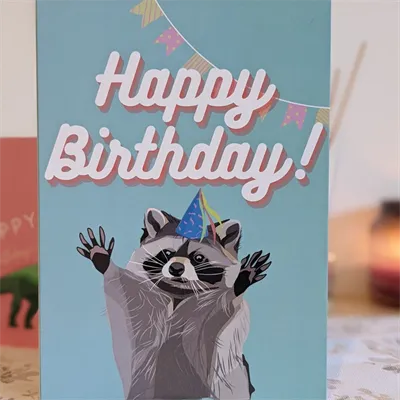 raccoon birthday card. 2