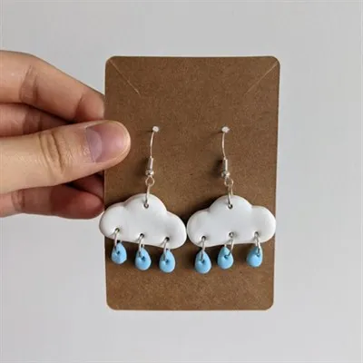 Rain Cloud Polymer Clay Earrings