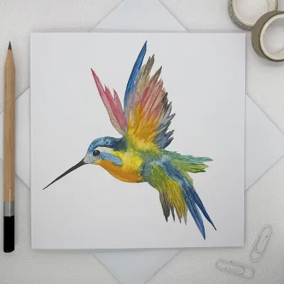 Rainbow Hummingbird Greetings Card