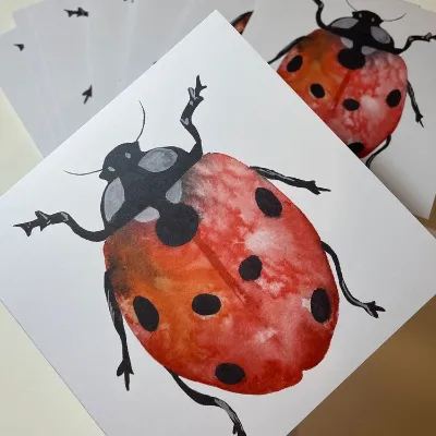 Red Ladybird greetings card - watercolou 1
