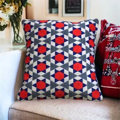Red, White, Blue And Grey Cushion 1