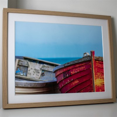 Reg Boats Near The Sea, Framed by Tangopop Designs Ltd