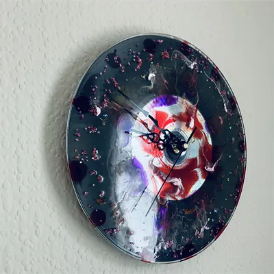 Resin Floral Wall Clock Red White Purple 3