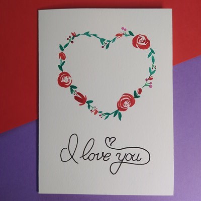 Rose Wreath Love Card by Azalea Designs