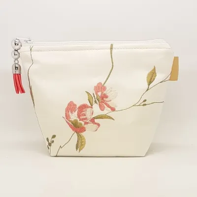 Satin and Silk Makeup Bag, Embroidered C 2