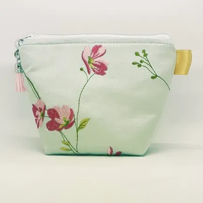 Satin and Silk Makeup Bag, Embroidered C 4