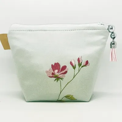 Satin and Silk Makeup Bag, Embroidered C 5