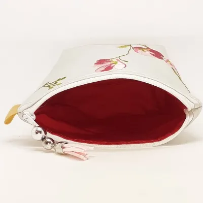 Satin and Silk Makeup Bag, Embroidered C 6