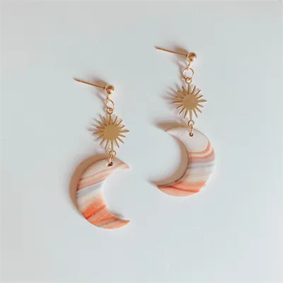 Saturn Ring Celestial Moon Earrings 1