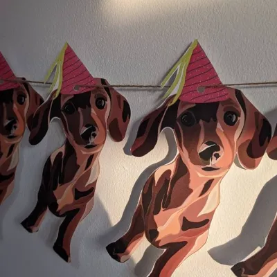 Sausage dog party bunting/ banner/ puppy 3