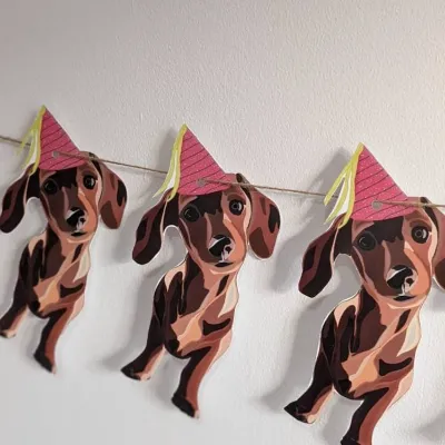 Sausage dog party bunting/ banner/ puppy 4