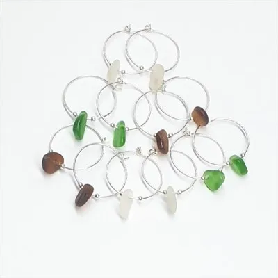 Sea glass sterling silver hoop earrings