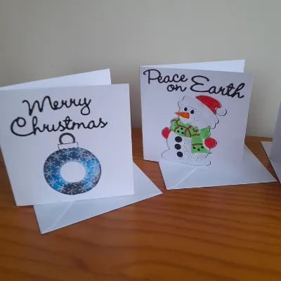 Set of 4 small Christmas Cards 10 by 10  2