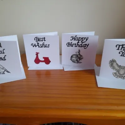 Set of 4 small Greeting Cards 10 by 10 c 1