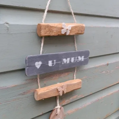 Shabby chic handmade luv u Mum sign.Buy  3