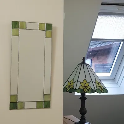 Small Art Deco green wall mirror
