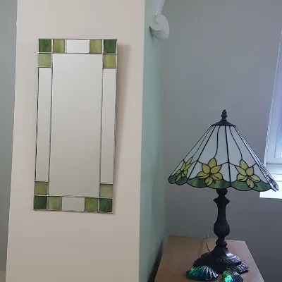 Small Art Deco Mirror - Green Stained Glass