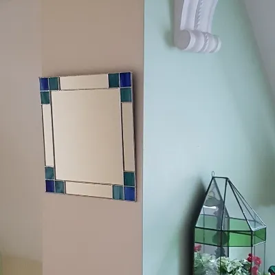 Small Art Deco stained glass wall mirror