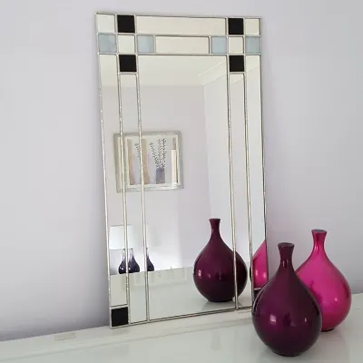 Small Grey/Black Art Deco Mirror